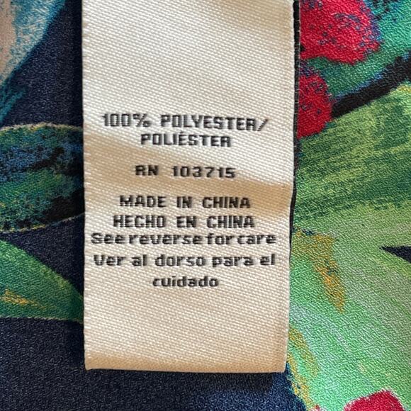 Zac & Rachel Woman Floral Ruffled Top Womens Size 2X Navy Tropical Casual Blouse - Picture 5 of 7